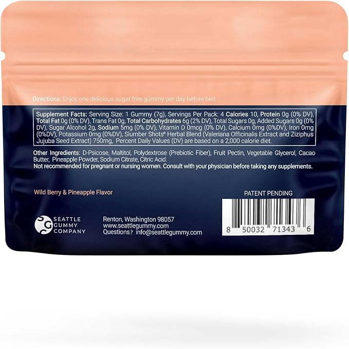 SGC Melatonin-Free Herbal Sleep Supplement - 48 Count - Slumber Shots Sleep Gummies - Sleep Aid - Ease Restlessness - Valerian Root - Jujube Seed