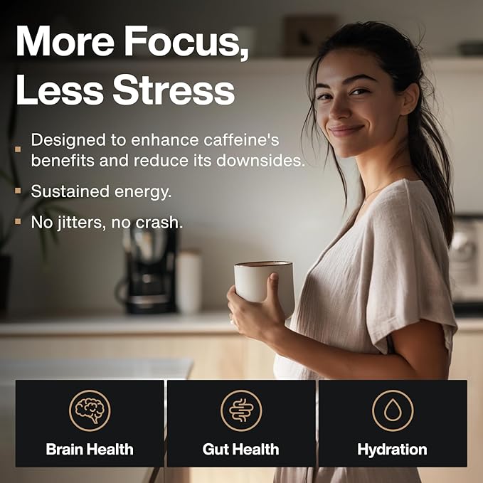 Mindful Tasteless Prebiotic Fiber for Your Coffee - Enhanced with L-Theanine Magnesium B Vitamins - Dissolves Clear &amp Taste-Free - Unflavored Unsweetened (30 Count)