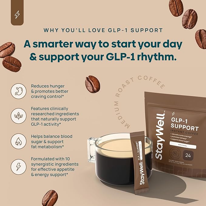 Slim Coffee GLP-1 Supplement | GLP 1 Booster to Control Appetite and Cravings | Great Tasting Metabolic Support - Coffee Bean Extract Green Tea Yerba Mate (Regular)