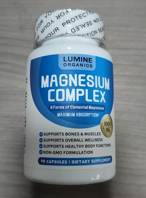 2PCSLumine Organics Magnesium Complex Supplement 1000mg - Advanced 8-in-1 Magnesium Blend - Glycinate Citrate Malate Taurate etc.– High Absorption Formula – Non-GMO 90 Capsules (2)