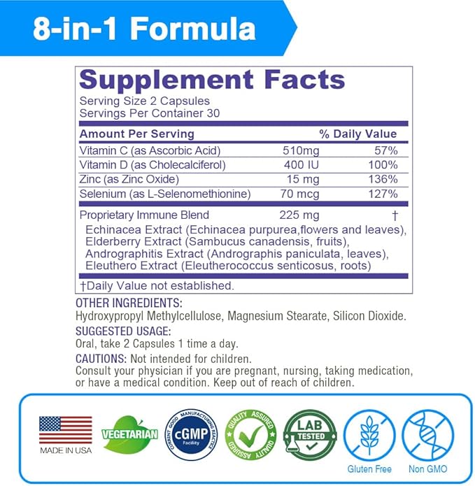 LOVITA 11-Piece Value Bundle - 6 Propolis Liquid &amp 5 Immune 8-in-1 Capsules Vegan Vitamins &amp Propolis Extract