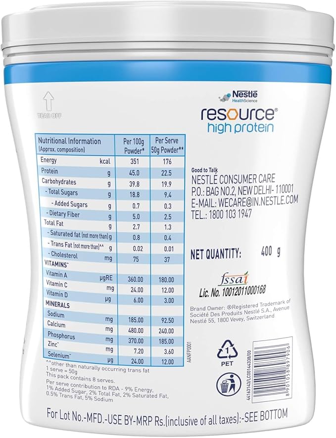 Nestle Resource High Protein - 400g Tin (Vanilla Flavor)