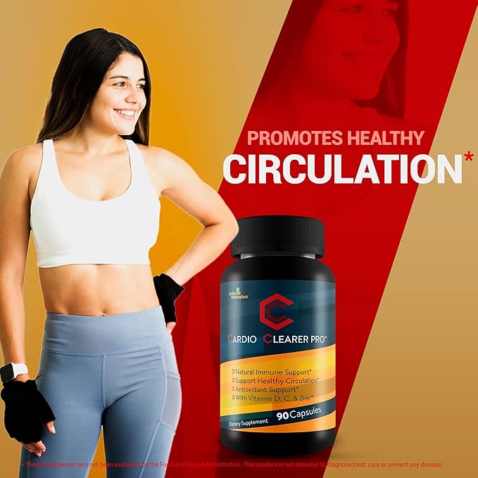 CC Cardio Clearer Pro - Natural Circulatory Health Support - Promote Healthy Blood Flow with Circulation Supplements - Vitamin C Turmeric Curcumin Garlic Ginger - Support Cardiovascular Health