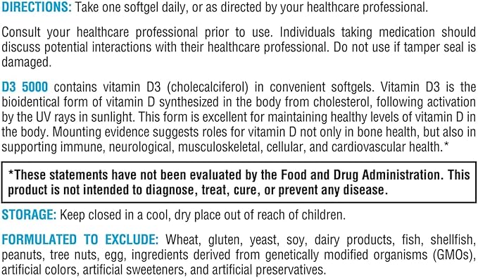 XYMOGEN D3 5000 - Bioavailable Vitamin D3 5000 IU (125 mcg) - High Strength Vitamin D Supplement for Immune Bone &amp Heart Health Support - 90 Softgels