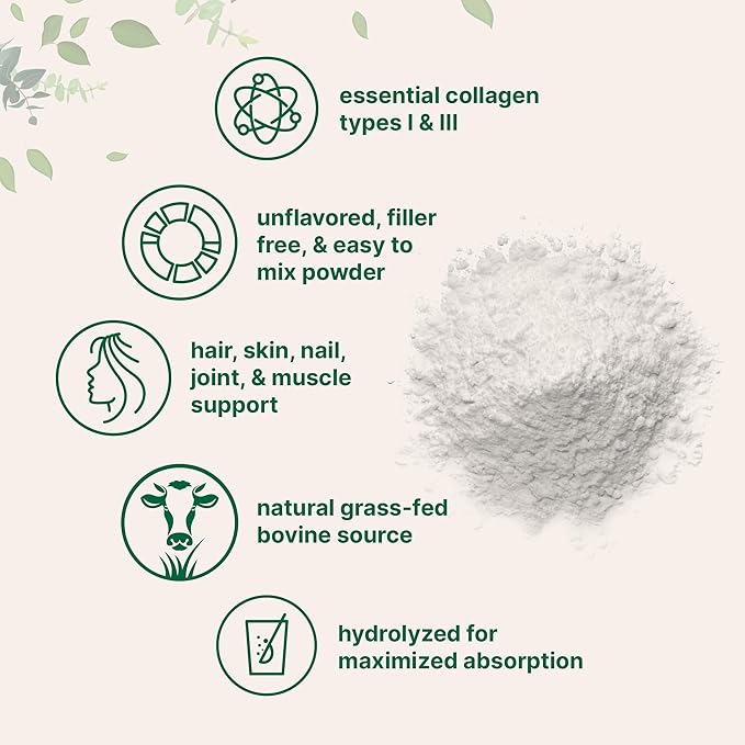 Micro Ingredients Hydrolyzed Collagen Peptides Powder 1lb | Type I &amp III Grass-Fed Collagen for Women &amp Men | Unflavored Protein for Hair Skin Nails Joints* | Easy Dissolve Paleo Non-GMO