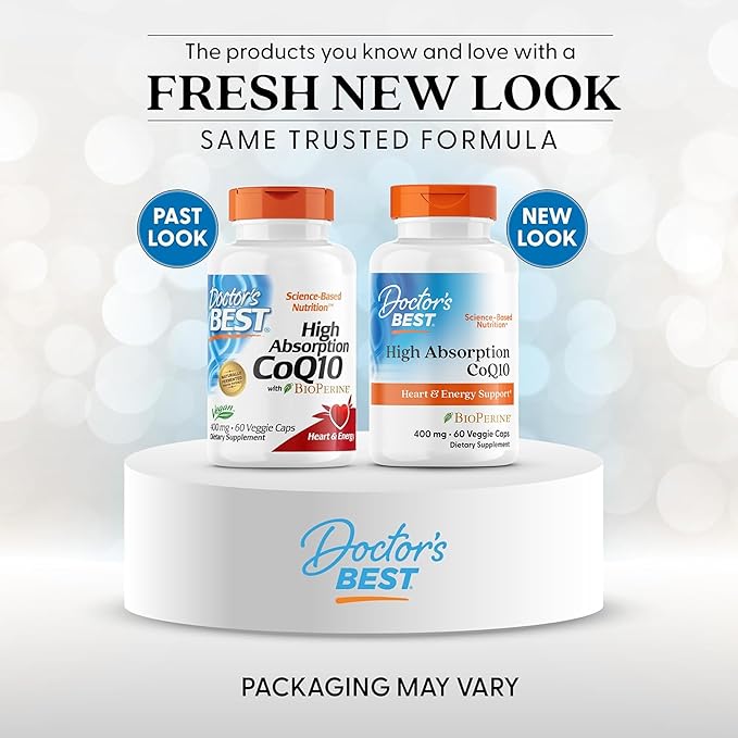 Doctor's BEST High Absorption CoQ10 Heart &amp Energy Support USP Verified Naturally Fermented CoQ10 Non-GMO Gluten Free Soy Free Vegan 60 Veggie Caps