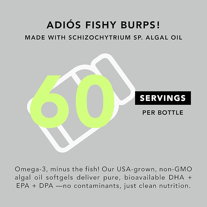 AMANDEAN Vegan Omega 3 Supplement. Premium Fish Oil Alternative. Algae DHA &amp EPA. Carrageenan Free Softgels. Algal Essential Fatty Acids. Plant Based Heart Brain Eye Skin Immune Support. (60ct