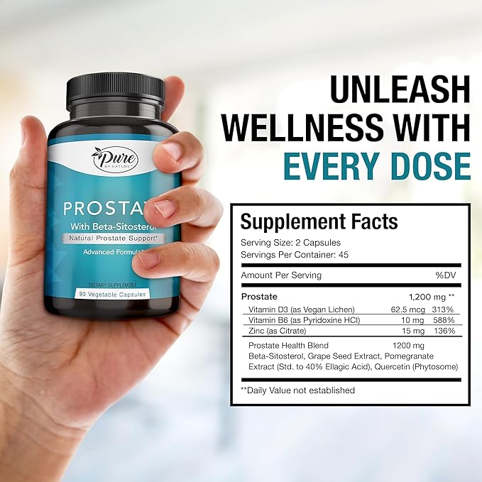 Pure By Nature Bundle Pack of One Daily Multivitamin 60 Capsules &amp Prostate Health Supplements for Men 90 Capsules Vitamin Minerals &amp Beta Sitosterol Immune &amp Urinary Tract Support