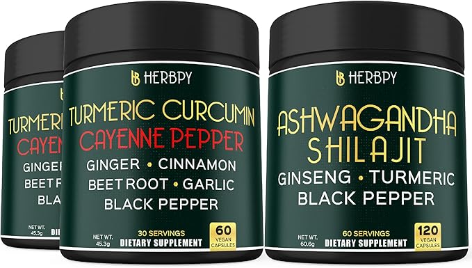 Bundle 7in1 Turmeric Curcumin &amp 5in1 Ashwagandha Shilajit Supplement