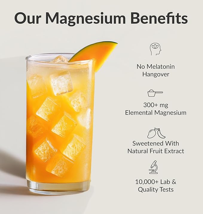BIOptimizers Magnesium Breakthrough Drink - 8 Forms of Magnesium Electrolytes Sleep Health Stress Muscle Recovery Heart Support | Glycinate Citrate Malate- Banana Mango