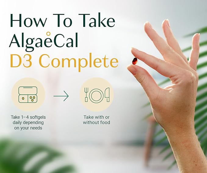 ALGAECAL Bundle - D3 (1000 IU) + K2 Vitamin E Vitamin A (1000 IU) &amp Plant-Based Calcium for Bone Support &amp Omega 3 with 1200mg EPA DHA