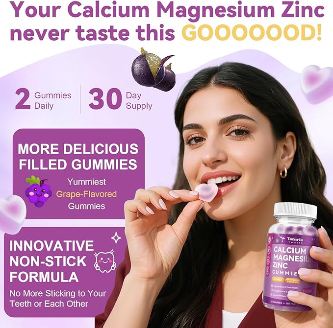 Totaria Sugar Free Calcium Magnesium Zinc Gummies for Women Men &amp Multivitamin Gummies for Women Bundle