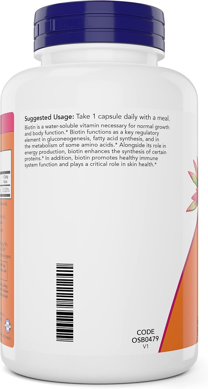 NOW Foods Extra Strength Biotin 10000mcg / 10 mg - 200 Veg Capsules (Pack of 2) - Hair Skin Nail - Supplement for Men and Women - B7 Vitamin - Vegetarian Vegan Non-GMO