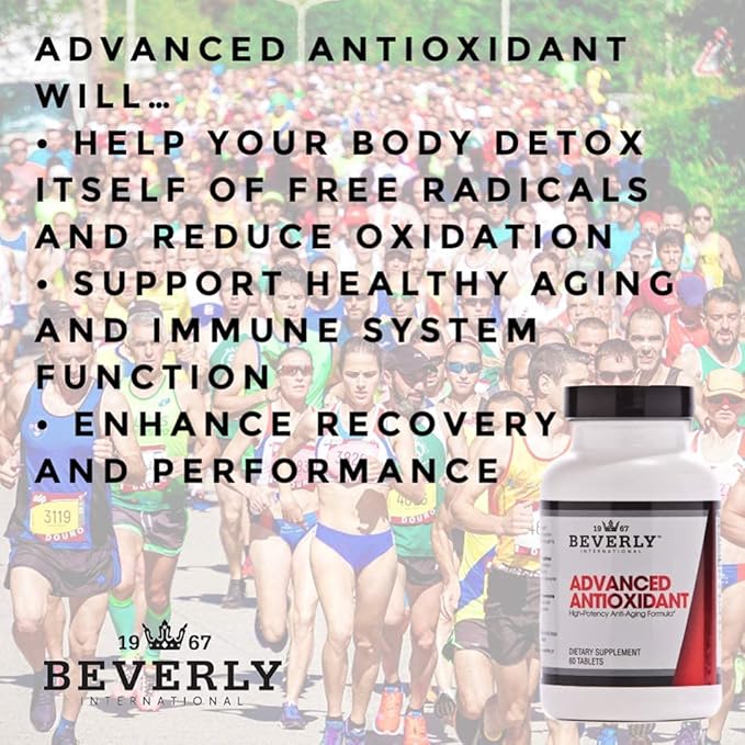 Beverly International Advanced Antioxidant 60 Tablets. High Potency Anti-Aging Formula. Powered by Vitamins A C E and Selenium. Combat Cell Oxidation.