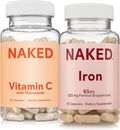 Naked Iron + Vitamin C Bundle – High-Potency Supplement for Deficiency Energy Support Red Blood Cell &amp Daily Antioxidant Immune Support – 65 mg Iron (60 Caps) + 500 mg Vitamin C (90 Caps)