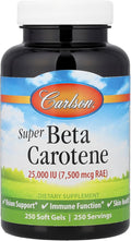 Carlson Labs Super Beta-Carotene from Dunaliella Salina 250 Softgels