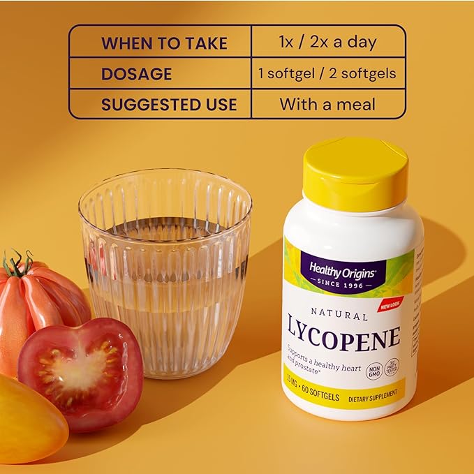 Healthy Origins Lycopene 15 mg (Natural Non-GMO Gluten Free Skin Support Prostate Support) 180 Softgels