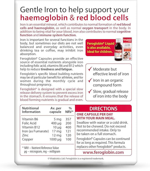 (Pack of 4) UK's Feroglobin Capsules | Gentle Iron - Reduce Tiredness &amp Fatigue