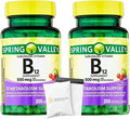 Spring Valley B12 500 mcg- Sublingual Cherry Flavor 200 ct (Pack of 2) Set by Basket Goods