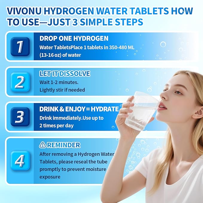 Magnesium Hydrogen Water Tablets Tablets for Drinking Water - H2 Molecular Tabs | Magnesium Pills Electrolytes Hydration Supplement to Support Healthy Aging &amp Energy Boost