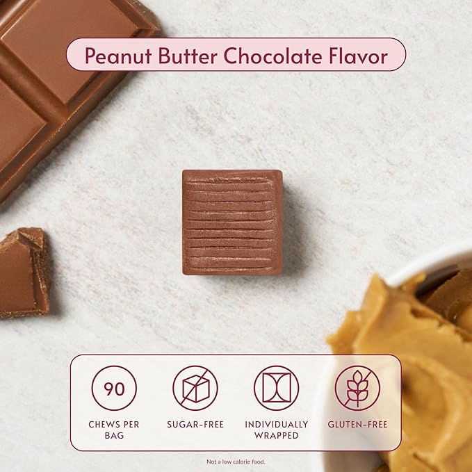 Bariatric Advantage Calcium Citrate Chewy Bites 500 mg - Highly Absorbable &amp Digestible - Vitamin D3 - Easily Chewable Calcium Supplement - Peanut Butter Chocolate - 90 Count