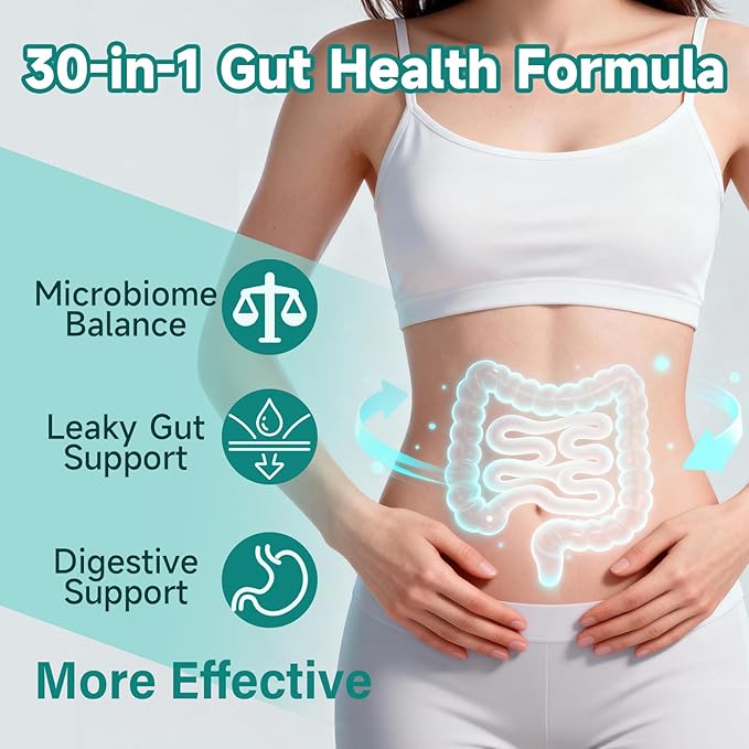 2-Pack Gut Health Capsule Supplement Supports Microbiome Leaky Gut and Digestion with 80 Billion CFU Probiotics Prebiotics Digestive Enzymes 30-in-1 Gut Health Supplement 200 Capsules