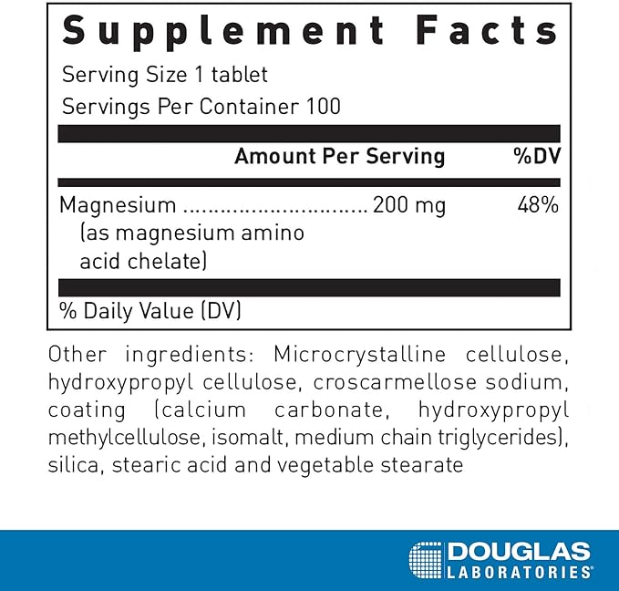 Douglas Laboratories Amino-Mag 200 | Magnesium Supplement to Support Normal Heart Function Bone Formation and Muscles* | 100 Tablets