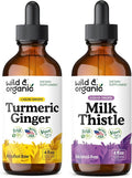 Wild &amp Organic Turmeric Ginger Tincture 4 fl oz &amp Milk Thistle Tincture 4 fl oz