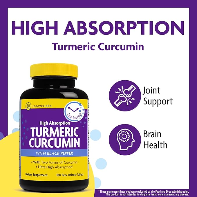 InnovixLabs Multi Probiotic &amp Curcumin Bundle Multi-Strain Probiotic (60 Time-Release Capsules) Turmeric Curcumin (100 Time-Release Tablets). Supports Gut and Immune Health. *
