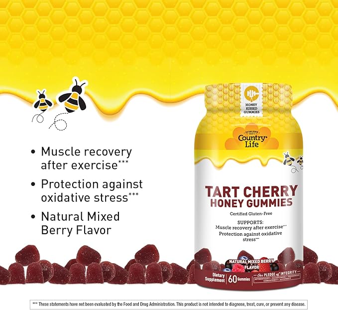 Country Life® Tart Cherry &amp Adult Multivitamin Honey Gummies - Bundle - Non-GMO - Certified Gluten Free