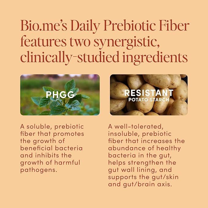 Bio.me Daily Prebiotic Fiber Powder Chai - 7g Per Serving - Soluble &amp Insoluble Fiber Supplement Powder for Women &amp Men - Digestive Health &amp Gut Health - GLP-1 Friendly Sugar Free - 30 Se