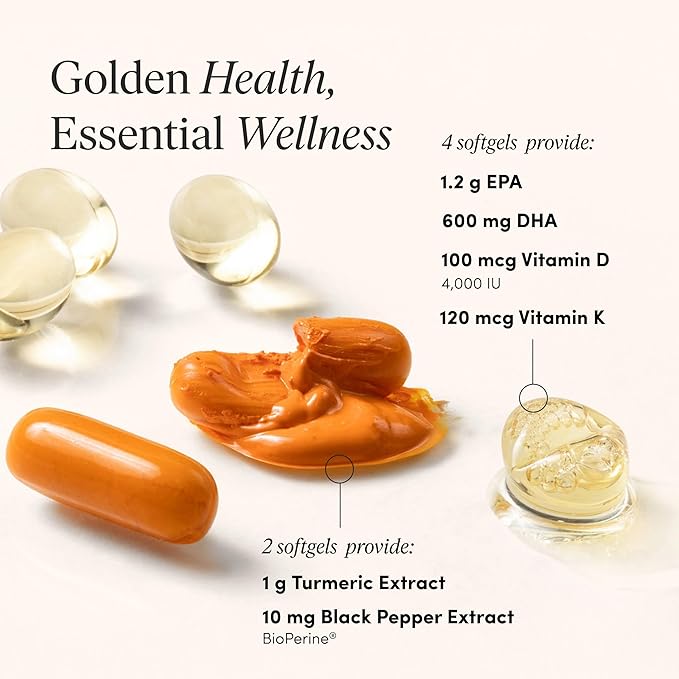 The 'Pause Life Turmeric + Omega 3 with Vitamin D &amp K2 Supplements Bundle Bone Joint &amp Immune Support Natural Ingredients Gluten Free Dairy Free Unflavored Softgels 60 &amp 120 Count