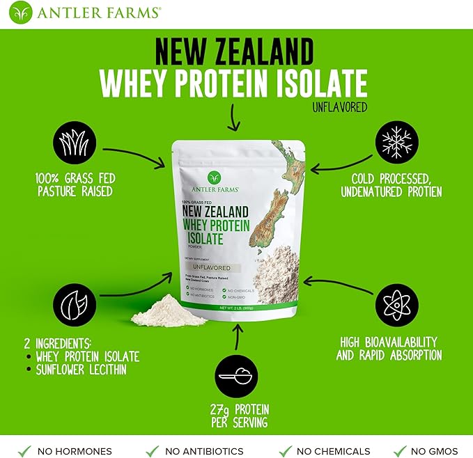 Antler Farms - 100% Grass Fed New Zealand Whey Protein Isolate &amp Collagen Powder Bundle