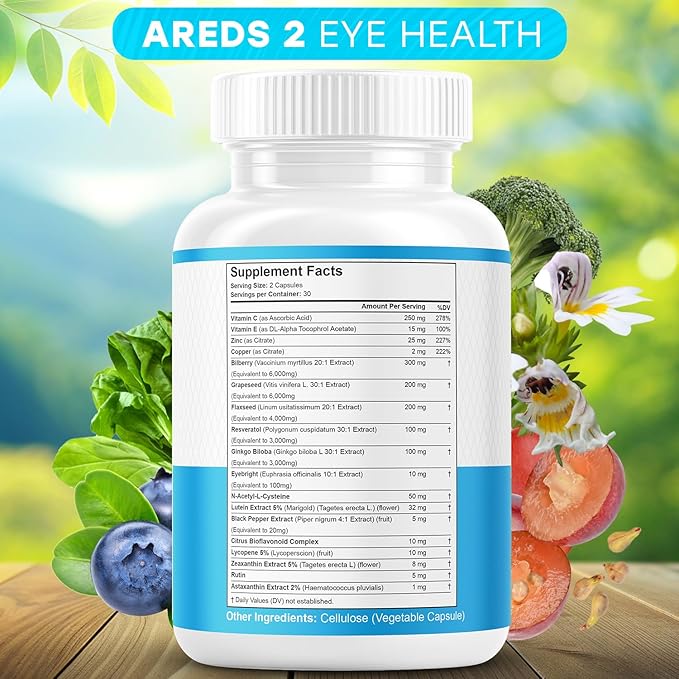 JB Wellness AREDS 2 Eye Vitamin &amp Mineral Supplement Contains Lutein Vitamin C Zeaxanthin Zinc &amp Vitamin Enhance Vision Supplement - 180 Count