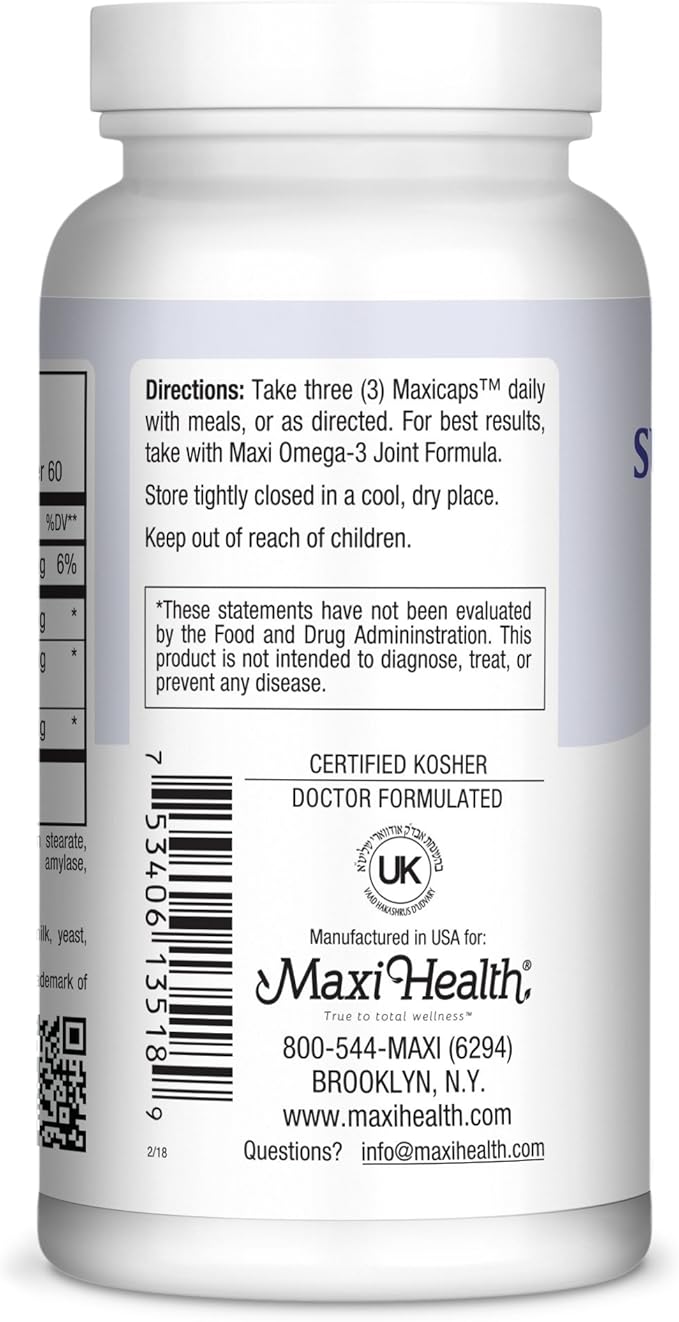 Maxi Health Super Glucosamine Complex – Joint Supplements for Men &amp Women – Glucosamine Sulfate with MSM Bromelain &amp Potassium – Bone Strength Mobility &amp Flexibility Support 180 Capsu