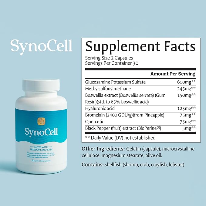 Glucosamine Chondroitin Complex Back Neck and Joint Support Supplement with Boswellia Quercetin &amp MSM - Renew Your Joints from the Inside Out - Move with Freedom and Ease