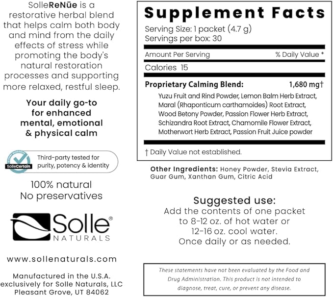 Solle ReNue - 30 Count Centered Calm | Herbs and adaptogens