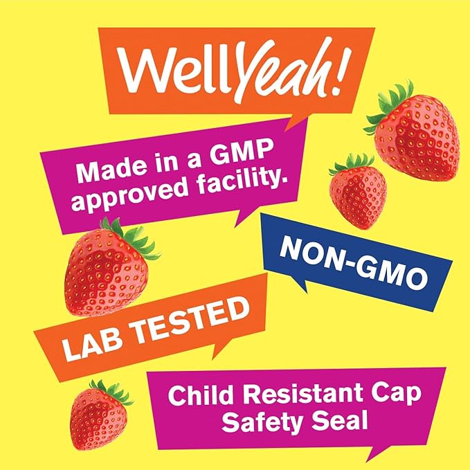 WellYeah Vitamin D3 5000 IU (125 mcg) Extra Strenght Gummies 2 Pack-for Immune Booster Teeth Support - Non GMO Gluten Free Nut Free Vegan - Strawberry Flavor - 60 Gummies