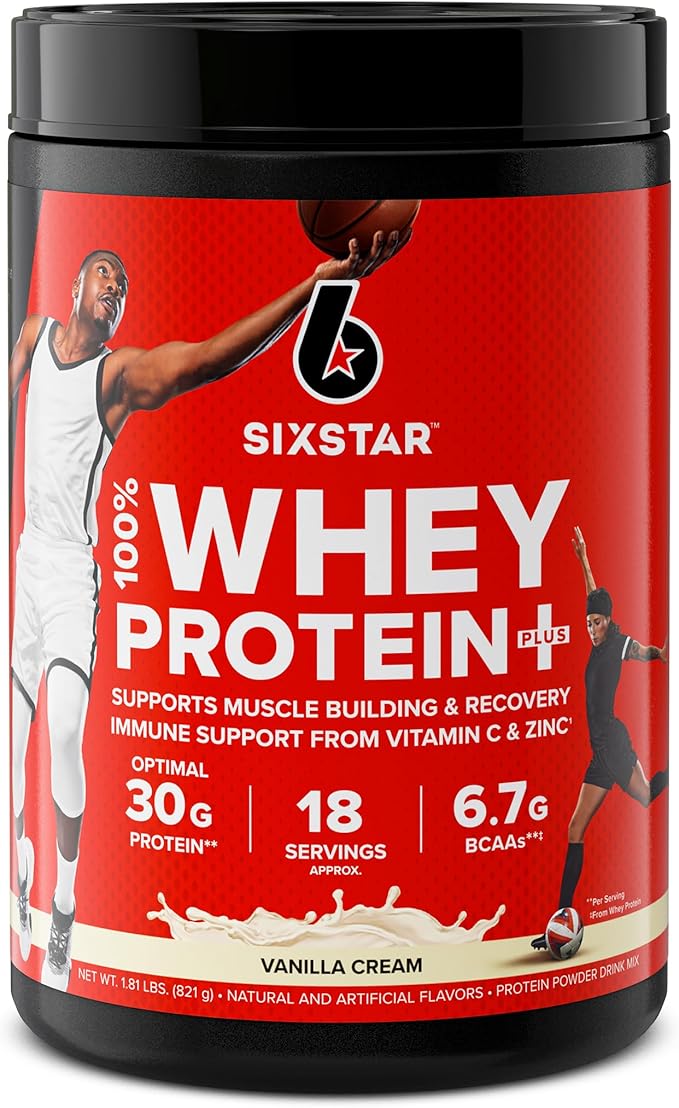 Six Star Elite 100% Whey Protein Plus Vanilla Cream 1.8lbs &amp Creatine Pills X3 Creatine Capsules Muscle Builder for Men Women
