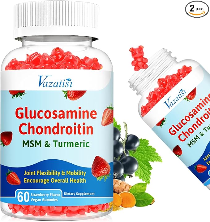 Glucosamine Chondroitin Gummies with MSM Turmeric &amp Boswellia - Joint Support Supplement - Cartilage Support Flexibility &amp Strength - 120 Gummies