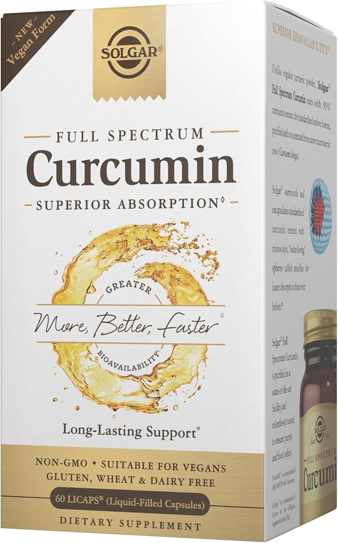 Solgar Full Spectrum Curcumin - 60 LiCaps - Superior Absorption - Brain Joint &amp Immune Health - Non-GMO Vegan Gluten Free Dairy Free - 60 Servings