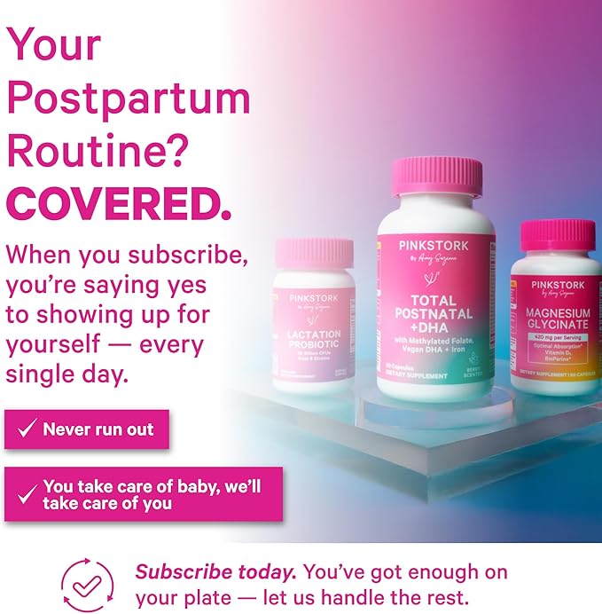 Pink Stork Lactation Probiotic Unscented and Digestive Enzymes Bundle – Supports Digestive and Lactation Wellness – Breastfeeding Vitamins with Herbs and Enzymes