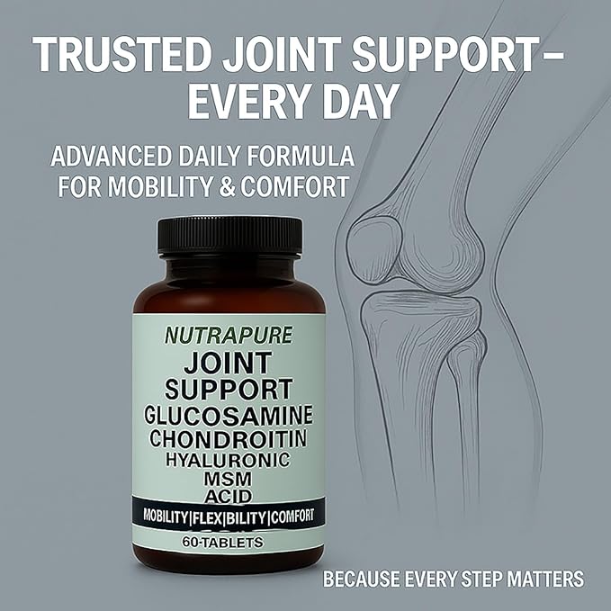 Nutrapure Joint Support - Allura Glucosamine &amp Chondroitin Complex MSM Hyaluronic Acid &amp Bamboo Extract – Joint Care Formula Knee Health Suppplement 120 Veggie Capsules (2)