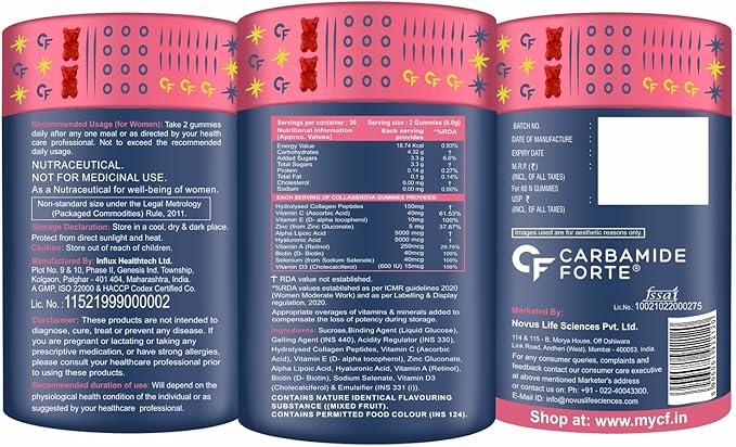 Carbamide Forte Collagen &amp Biotin Nutraceutical Gummies - Mixed Fruit Flavour