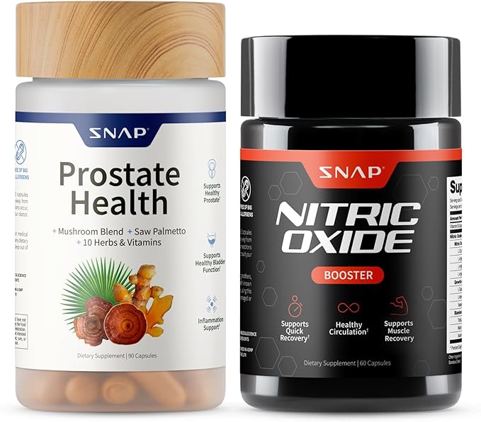 Snap Supplements Prostate Health &amp Nitric Oxide Supplement Bundle for Men 90 + 60 Vegetarian Capsules (1 Month Supply)