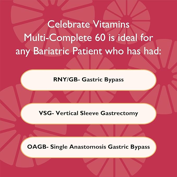 Celebrate Vitamins Multi-Complete 60mg Iron – Daily Bariatric Multivitamin for Sleeve Gastrectomy and Gastric Bypass Surgery Patients – Essential Vitamins &amp Minerals (60 Capsules)