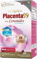LABO Nutrition Le Ageless Placenta 99 with Ceramides -Placenta Supplement with Collagen Peptides Oryza Ceramides -Skin Regeneration Hydration Anti-Aging Wrinkle Support Immune Health 60 Capsules