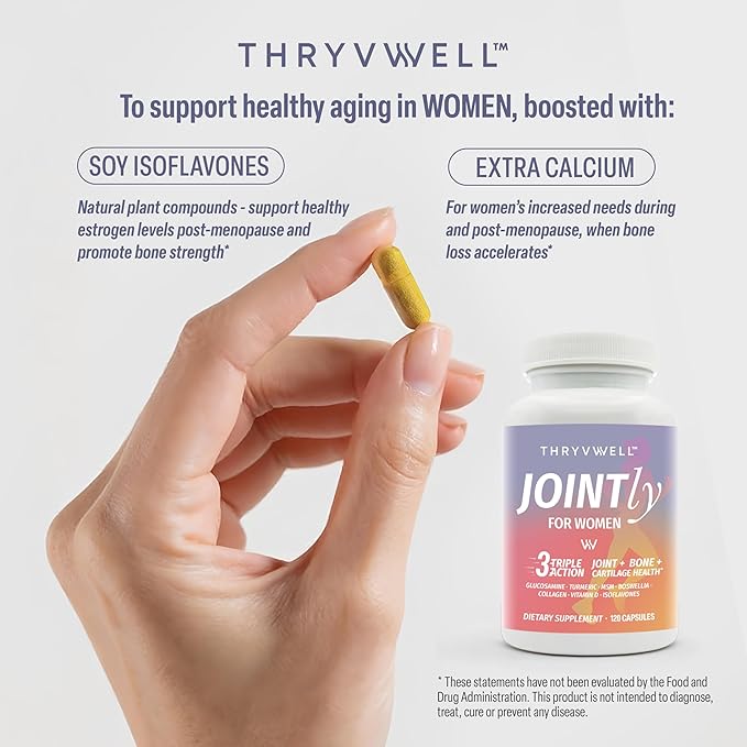 Jointly for WOMEN – All-in-one Joint Bone &amp Cartilage Supplement – Glucosamine Chondroitin MSM Turmeric Boswellia Collagen Vitamin D Calcium Hyaluronic Acid Magnesium &amp Isoflavones – 120 Capsu