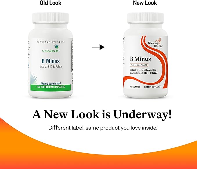 Seeking Health B-Minus - Complex Vitamin Supplement with Biotin &amp Riboflavin - Vitamin B Blend Supports Brain Health &amp Energy - 100 Capsules