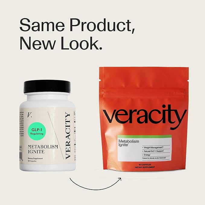 Veracity Metabolism Ignite - Boosts GLP-1 to Reduce Appetite and Cravings for Clinically Proven Weight Loss - Natural GLP-1 &amp Metabolic Support Supplement - Burns Fat - Side Effect Free - 30 Servi